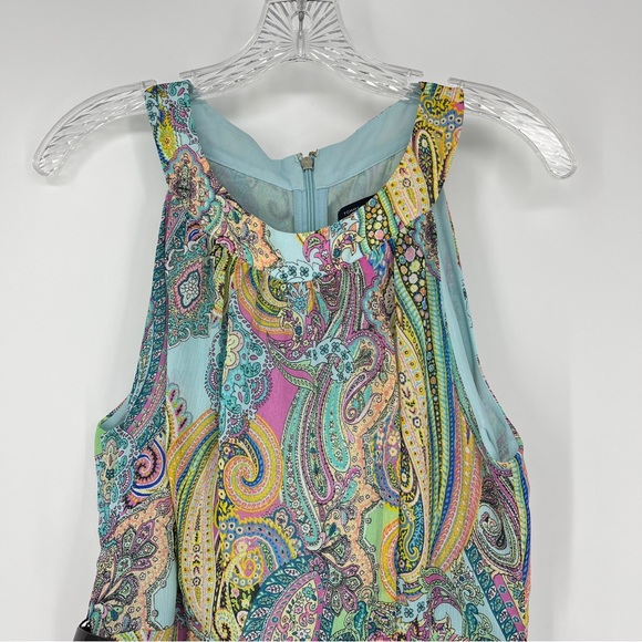Tommy Hilfiger Blue Paisley Halter Long Dress Belted Size 10 Full Zip Back Lined - Picture 7 of 7